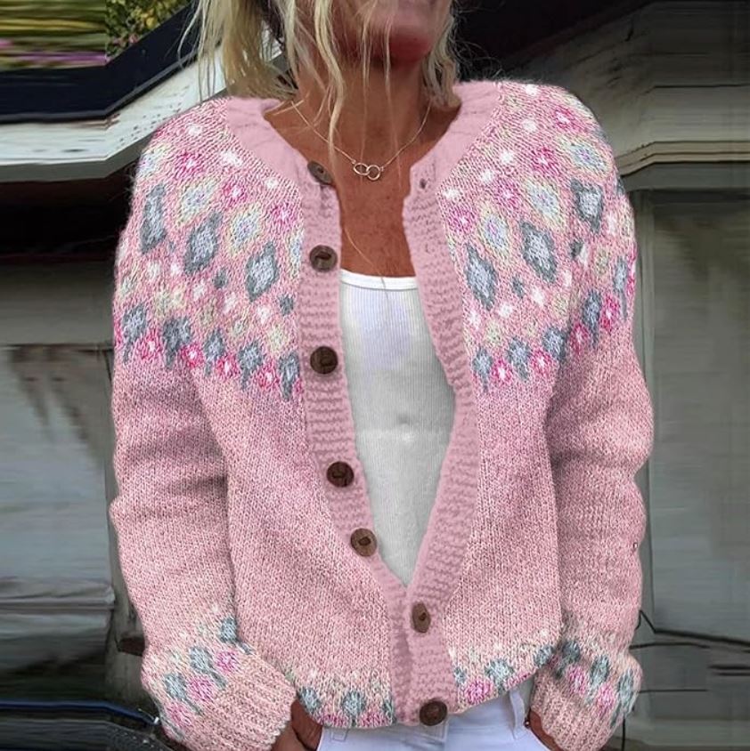 Sophie | Cardigan rose imprimé